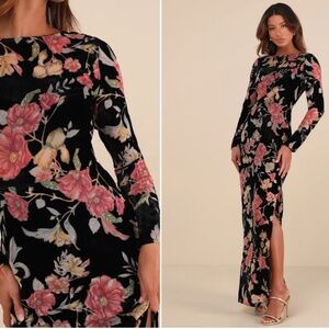 LULU's Flirty Floral Elegant Wedding Formal Event Sexy Sophisticated Maxi Dress